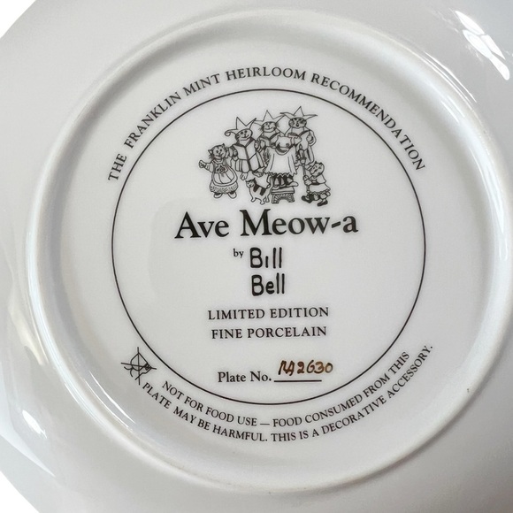 Franklin Mint Heirloom Bill Bell Ave Meow-A Cats Collector Plate - Picture 8 of 10